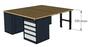 4-Eck-Werkbank Gruppenarbeitsplatz 3 x Schubladenschrank