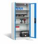 C+P Akku-Ladeschrank f�r 5 E-Werkzeuge H/B/T 1950x930x500 mm Lichtgrau/Lichtblau