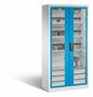 C+P Akku-Ladeschrank Comfort fr 15 E-Werkzeuge H/B/T 1950x930x500 mm Lichtgrau/Lichtblau