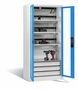C+P Akku-Ladeschrank Comfort fr 15 E-Werkzeuge H/B/T 1950x930x500 mm Lichtgrau/Lichtblau
