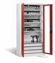 C+P Akku-Ladeschrank Comfort f�r 15 E-Werkzeuge H/B/T 1950x930x500 mm Lichtgrau/Rubinrot