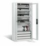 C+P Akku-Ladeschrank Comfort f�r 15 E-Werkzeuge H/B/T 1950x930x500 mm Lichtgrau