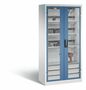 C+P Akku-Ladeschrank Comfort f�r 15 E-Werkzeuge H/B/T 1950x930x500 mm Lichtgrau/Fernblau