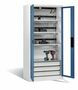 C+P Akku-Ladeschrank Comfort f�r 15 E-Werkzeuge H/B/T 1950x930x500 mm Lichtgrau/Fernblau