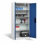 C+P Akku-Ladeschrank f�r 5 E-Werkzeuge H/B/T 1950x930x500 mm Lichtgrau/Enzianblau