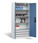 C+P Akku-Ladeschrank f�r 5 E-Werkzeuge H/B/T 1950x930x500 mm Lichtgrau/Fernblau