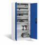 C+P Akku-Ladeschrank Comfort f�r 15 E-Werkzeuge H/B/T 1950x930x500 mm Lichtgrau/Enzianblau