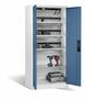 C+P Akku-Ladeschrank Comfort fr 15 E-Werkzeuge H/B/T 1950x930x500 mm Lichtgrau/Fernblau