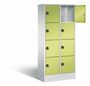 C+P Schlie�fachschrank Evolo mit Ladefunktion, 8 F�cher, H/B/T 1800x810x500 mm Lichtgrau/Viridingr�n