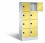 C+P Schlie�fachschrank Evolo mit Ladefunktion, 8 F�cher, H/B/T 1800x810x500 mm Lichtgrau/Gelb