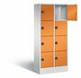 C+P Schlie�fachschrank Evolo mit Ladefunktion, 8 F�cher, H/B/T 1800x810x500 mm Lichtgrau/Orange
