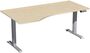 H�henverstellbarer Schreibtisch Freiform links | Elektrisch, Breite 1800 mm, Silber