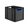 Eurobox ECO NextGen Cycle, Griffe offen, farbige ColorClips, Anthrazit, B/T/H 400x300x320 mm