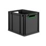 Eurobox ECO NextGen Cycle, Griffe offen, farbige ColorClips, Anthrazit, B/T/H 400x300x320 mm