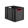 Eurobox ECO NextGen Cycle, Griffe offen, farbige ColorClips, Anthrazit, B/T/H 400x300x320 mm
