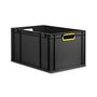 Eurobox ECO NextGen Cycle, Griffe offen, farbige ColorClips, Anthrazit, B/T/H 600x400x320 mm