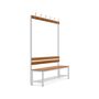 Einseitige Garderobenbank 1600 mm- Hartholz-Sitzfl�che, inkl. Schuhrost- 6 Kleiderhaken 