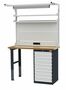 Reihenwerkbank inkl. Schubladenschrank + Aufbau 1500x600x1060 mm
