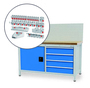Werkbank | Kastenwerkbank 4 x Schublade 1 x Fl�gelt�r B/T/H 1500x750x1309 mm