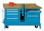 Mobile Werkbank Typ FMW 150/7, 7 Schubladen, Schraubstock, Kabelaufroller 