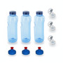3x0,75 L Trinkflasche Wasserflasche aus Tritan + 3xTrinkdeckel Push-Pull + 3xTrinkdeckel Flip Top