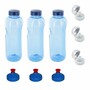 3x0,75 L Trinkflasche Wasserflasche aus Tritan + 3xTrinkdeckel Push-Pull + 3xTrinkdeckel Flip Top