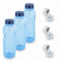 Trinkflasche 3 x 0,75 L Wasserflasche Tritan BPA frei + 3 x Trinkdeckel Flip Top