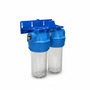 Doppel Wasser Filtergeh�use 2-Stufen 10 3/4 IG Messing Vorfilter Brunnen Pool Garten