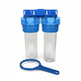 Doppel Wasser Filtergeh�use 2-Stufen 10 3/4 IG Messing Vorfilter Brunnen Pool Garten