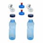 2x 0,75L Kavodrink Wasserflasche mit Lebensblume Deckel + 2x FlipTop + 2x Push-Pull