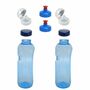 2x 1,0L Kavodrink Wasserflasche mit Lebensblume Deckel + 2x FlipTop + 2x Push-Pull