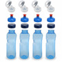 4x 0,75L Kavodrink Wasserflasche mit Lebensblume Deckel + 4x FlipTop + 4x Push-Pull