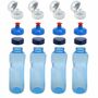 4x 0,75L Kavodrink Wasserflasche mit Lebensblume Deckel + 4x FlipTop + 4x Push-Pull