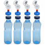 4x 1,0L Kavodrink Wasserflasche mit Lebensblume Deckel + 4x FlipTop + 4x Push-Pull