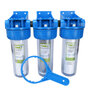 TWaLa 3-Stufen Wasserfiltergeh�use Hauswasserwerk mit Messing 3/4? Anschluss inkl. Filterpatronen