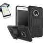 Hybrid Case 2teilig Schwarz f�r Lenovo Moto G5 Plus + Hartglas Tasche H�lle Cover 