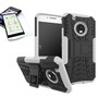Hybrid Case 2teilig Wei� f�r Lenovo Moto G5 Plus + Hartglas Tasche H�lle Cover 
