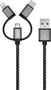 3in1 Datenkabel Ladekabel Lightning Micro USB 1 Meter Stoff Charge Sync Cable Nylon