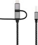 3in1 Datenkabel Ladekabel Lightning Micro USB 1 Meter Stoff Charge Sync Cable Nylon