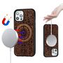 Holzfurnier Mandala gepr�gte Magsafe H�lle Handy Tasche Rosen f�r Apple iPhone 12 Pro Max 6.7 Zoll