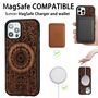 Holzfurnier Mandala gepr�gte Magsafe H�lle Handy Tasche Rosen f�r Apple iPhone 12 Pro Max 6.7 Zoll