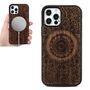Holzfurnier Mandala gepr�gte Magsafe H�lle Handy Tasche Rosen f�r Apple iPhone 12 Pro Max 6.7 Zoll