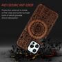 Holzfurnier Mandala gepr�gte Magsafe H�lle Handy Tasche Rosen f�r Apple iPhone 12 Pro Max 6.7 Zoll