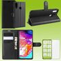 F�r Samsung Galaxy A20S A207F Tasche Wallet Premium Schwarz Schutz H�lle Case Cover Etui + 0,26mm H9 2.5 Hart Glas 