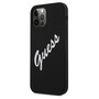 Guess Silikon Vintage Apple iPhone 12 / 12 Pro Schwarz Wei� Hard Case Cover Schutzh�lle Etui