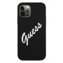 Guess Silikon Vintage Apple iPhone 12 / 12 Pro Schwarz Wei� Hard Case Cover Schutzh�lle Etui