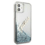 Guess Apple iPhone 12 Mini Blau Glitter Vintage Script Glitzer Hard Case Cover Schutzh�lle Etui