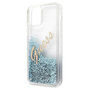 Guess Apple iPhone 12 / 12 Pro Blau Glitter Vintage Script Glitzer Hard Case Cover Schutzh�lle Etui