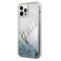 Guess Apple iPhone 12 Pro Max Blau Glitter Vintage Script Glitzer Hard Case Cover Schutzh�lle Etui