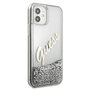 Guess Apple iPhone 12 Mini Silber Glitter Vintage Script Glitzer Hard Case Cover Schutzh�lle Etui